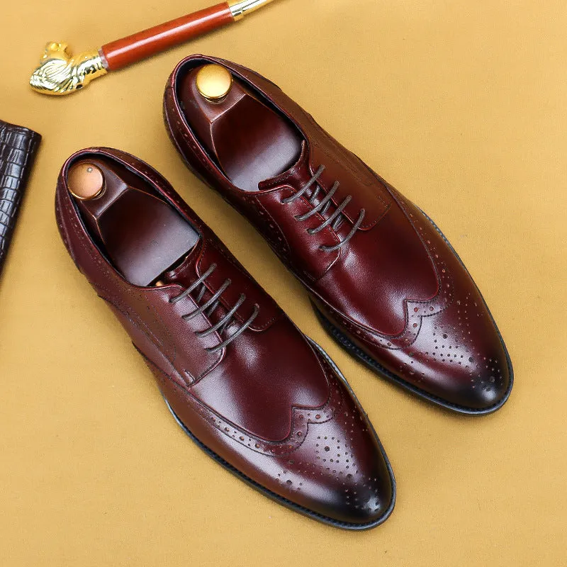 Top Layer Cowhide Men's Leather Shoes Formal Suit Wedding Shoes Men's Carving Brogue Cowhide Men's Business Leather Shoes25828