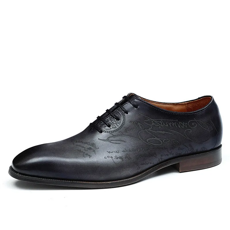 Top Layer Cowhide Men's Leather Shoes Italian Carved Leather Shoes Genuine Leather England Style Business Formal Wear Pointed Cowhide Inner Oxford Shoes68883