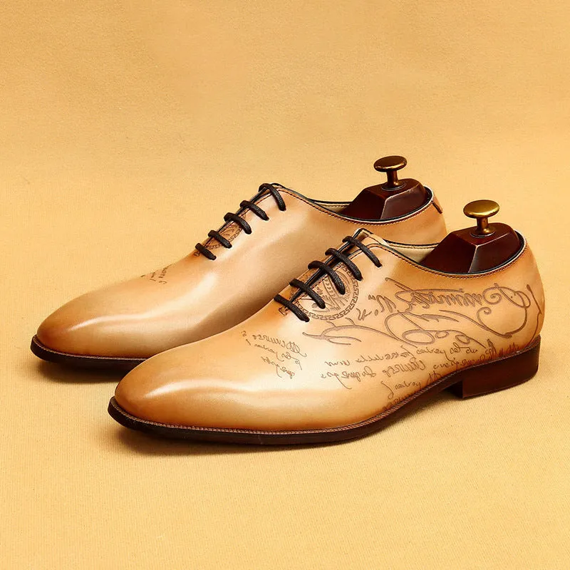Top Layer Cowhide Men's Leather Shoes Italian Carved Leather Shoes Genuine Leather England Style Business Formal Wear Pointed Cowhide Inner Oxford Shoes68883