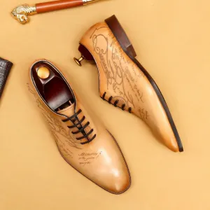 Top Layer Cowhide Men's Leather Shoes Italian Carved Leather Shoes Genuine Leather England Style Business Formal Wear Pointed Cowhide Inner Oxford Shoes68883