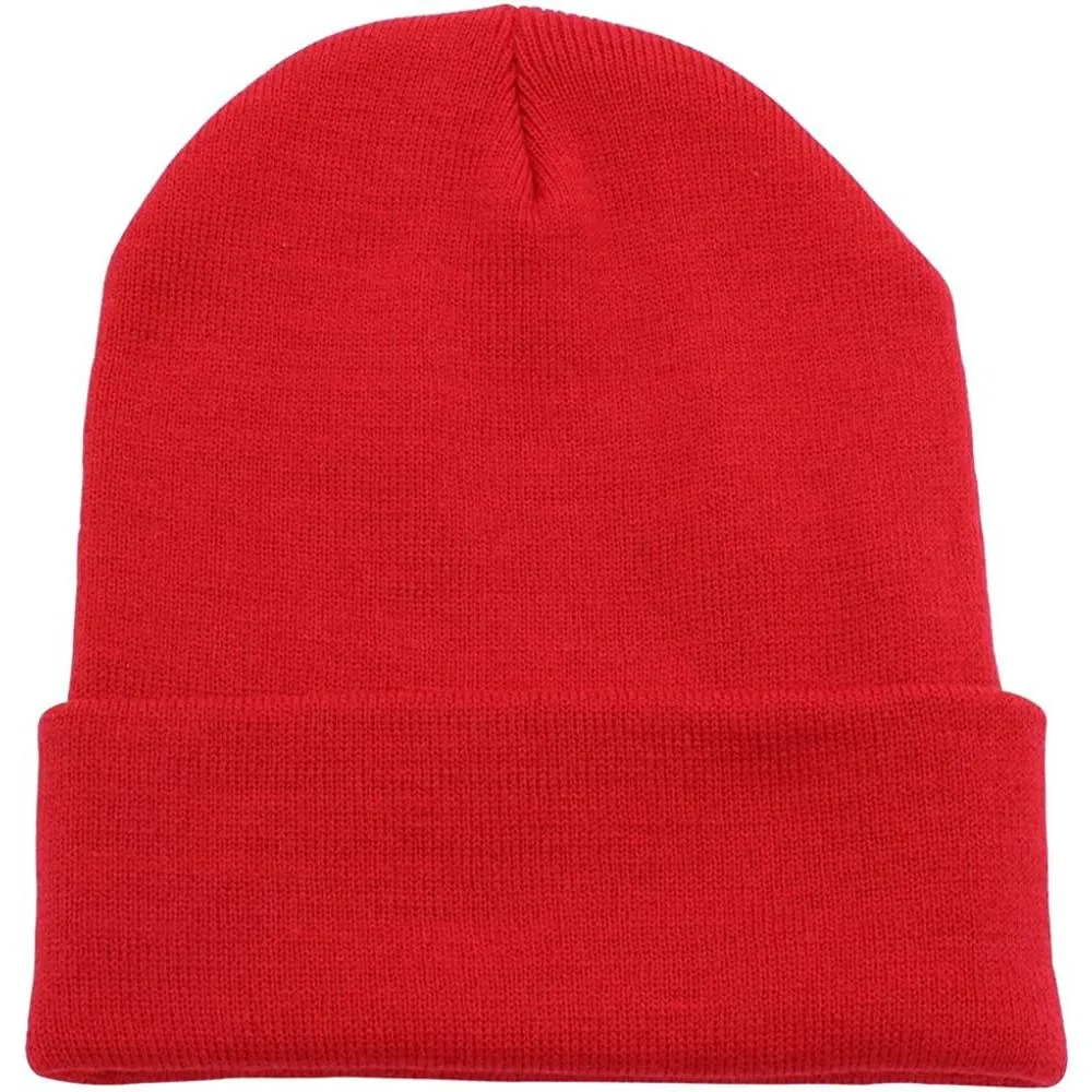 Top Level Beanie Men Women - Unisex Cuffed Plain Skull Knit Hat Cap | Multiple Colors