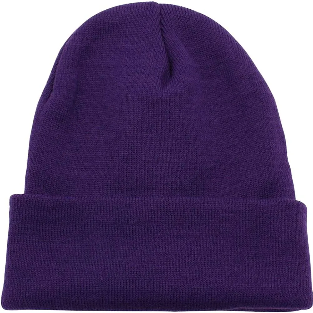 Top Level Beanie Men Women - Unisex Cuffed Plain Skull Knit Hat Cap | Multiple Colors