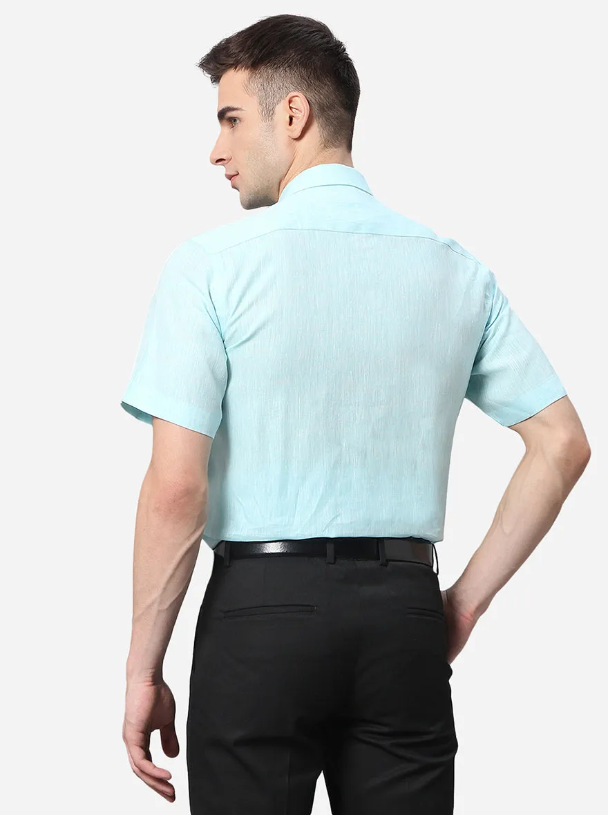 Turquoise Blue Solid Regular Fit Formal Shirt | JadeBlue