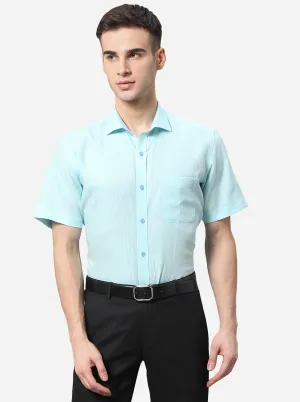 Turquoise Blue Solid Regular Fit Formal Shirt | JadeBlue