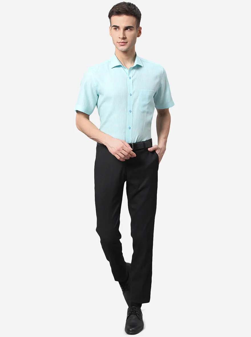 Turquoise Blue Solid Regular Fit Formal Shirt | JadeBlue