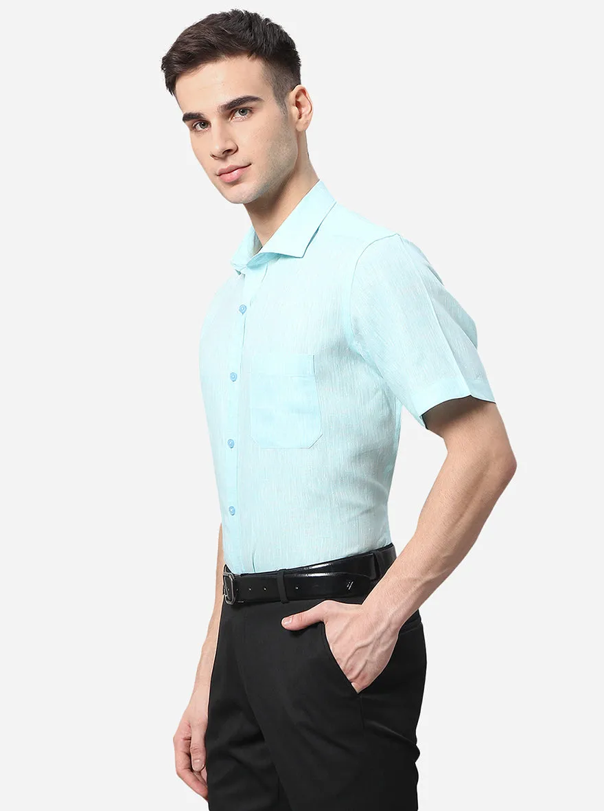Turquoise Blue Solid Regular Fit Formal Shirt | JadeBlue