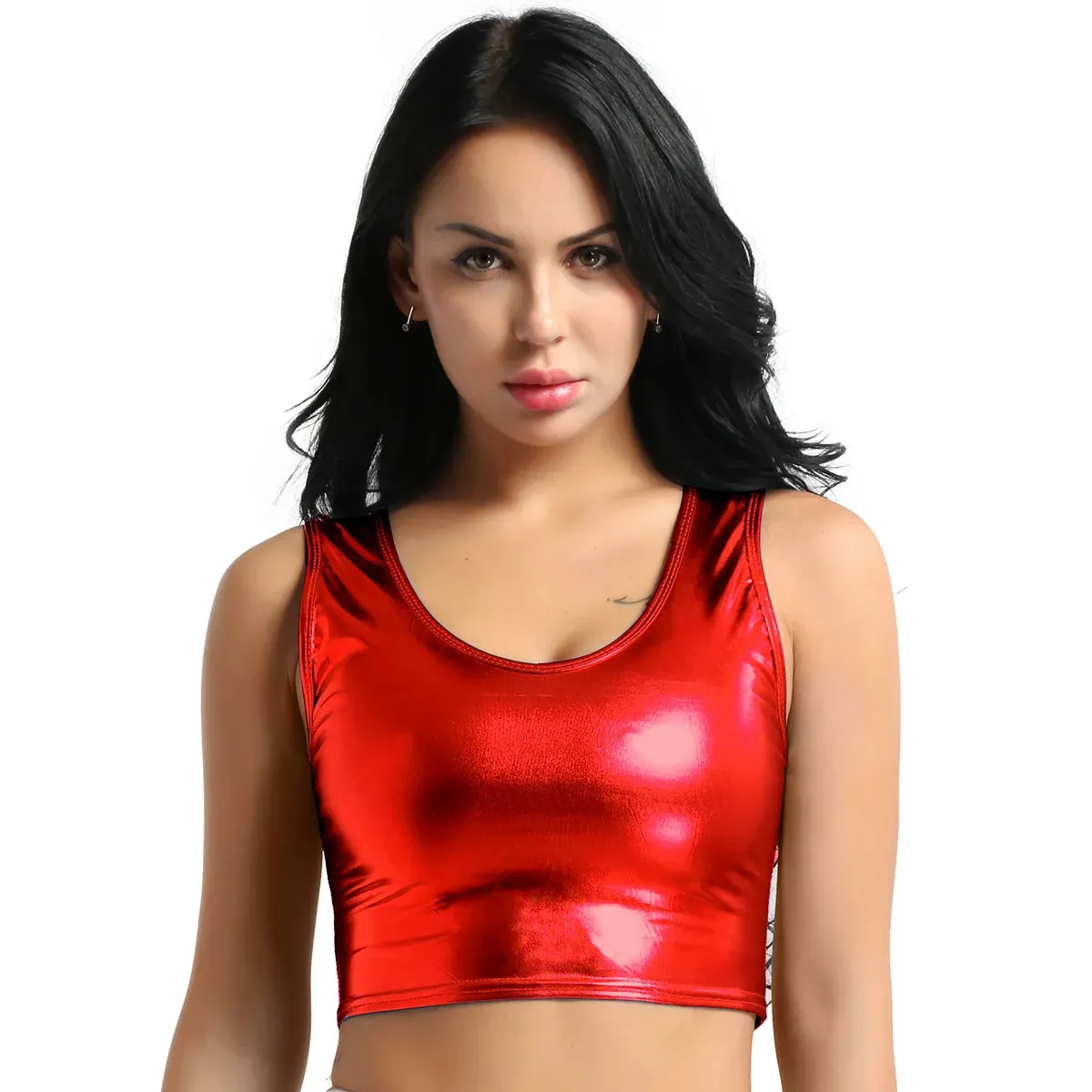 Ultra-thin Shaping Leather Vest Bodycon Soft Patent Leather Top