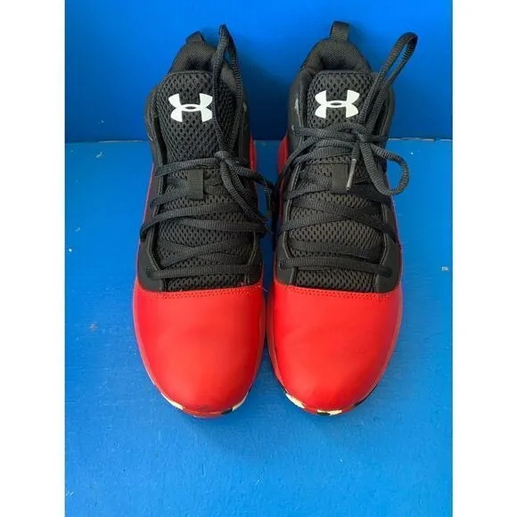Under Armour Boys Lockdown 4 3022123-601 Red Lace Up Basketball Shoes Size 7y