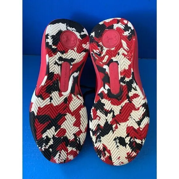 Under Armour Boys Lockdown 4 3022123-601 Red Lace Up Basketball Shoes Size 7y