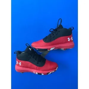 Under Armour Boys Lockdown 4 3022123-601 Red Lace Up Basketball Shoes Size 7y