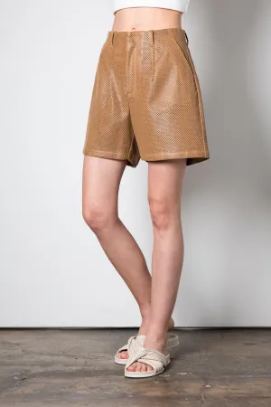 Vegan Perforated Leather Short Pants - VESTA