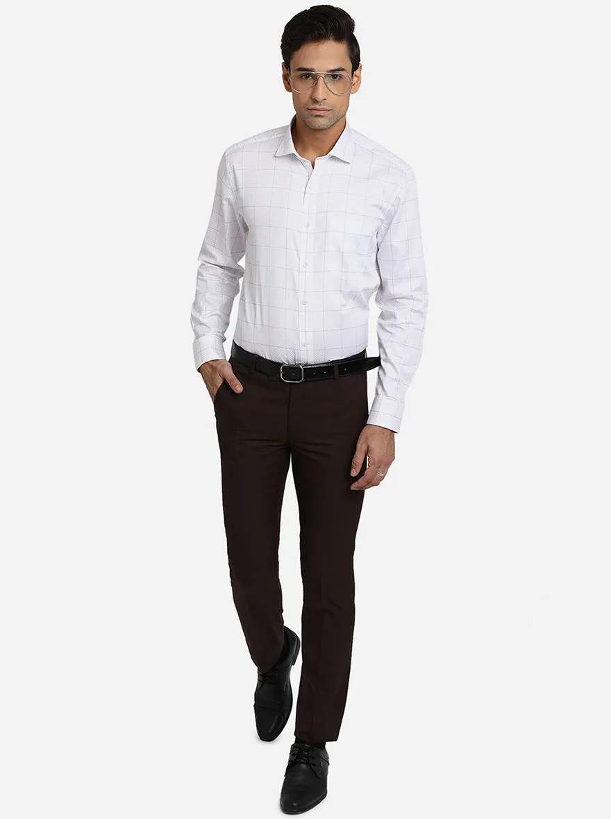 White & Blue Checked Regular Fit Formal Shirt | JadeBlue