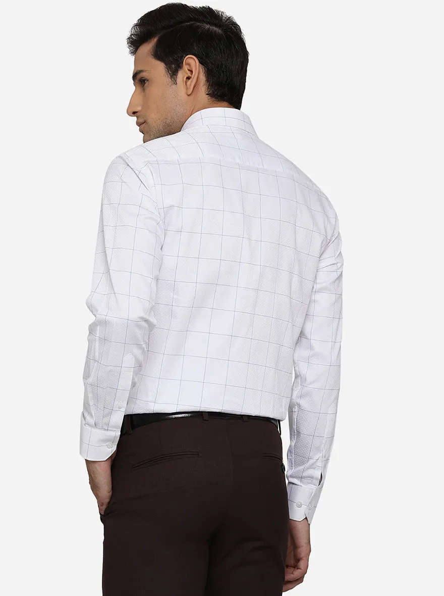White & Blue Checked Regular Fit Formal Shirt | JadeBlue