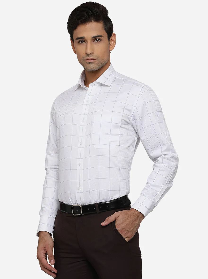 White & Blue Checked Regular Fit Formal Shirt | JadeBlue