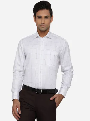 White & Blue Checked Regular Fit Formal Shirt | JadeBlue