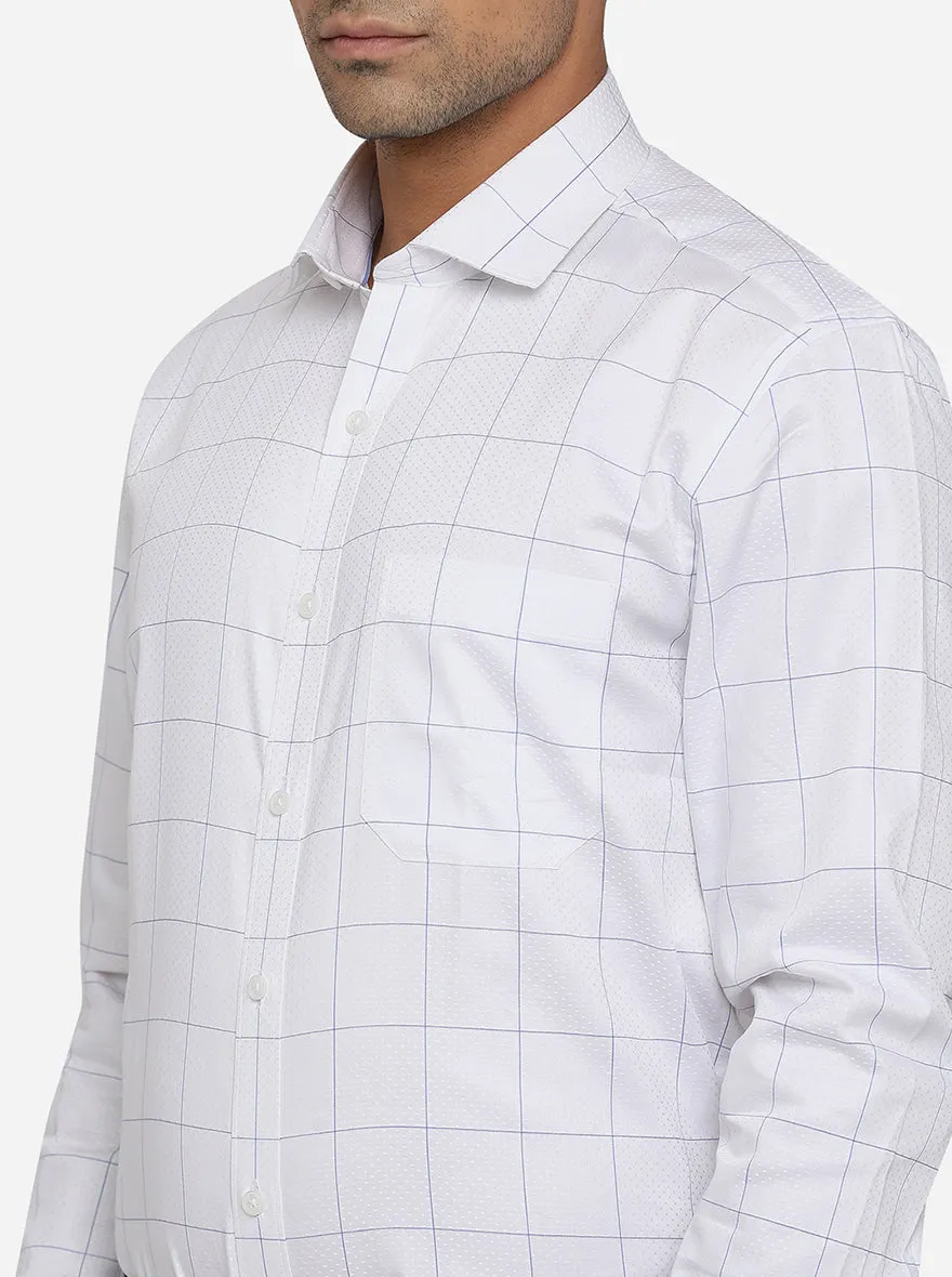 White & Blue Checked Regular Fit Formal Shirt | JadeBlue