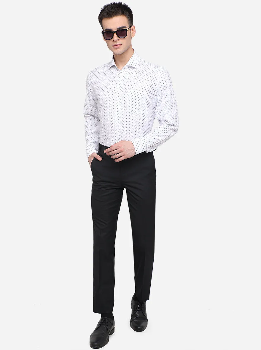 White & Blue Printed Regular Fit Formal Shirt | JadeBlue