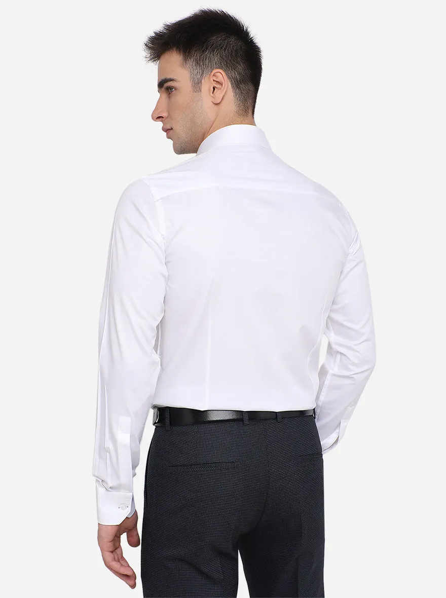 White & Grey Printed Slim Fit Party Wear Shirt | JB Studio
