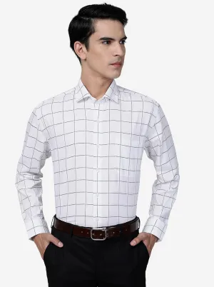 White Checked Regular Fit Formal Shirt | JadeBlue