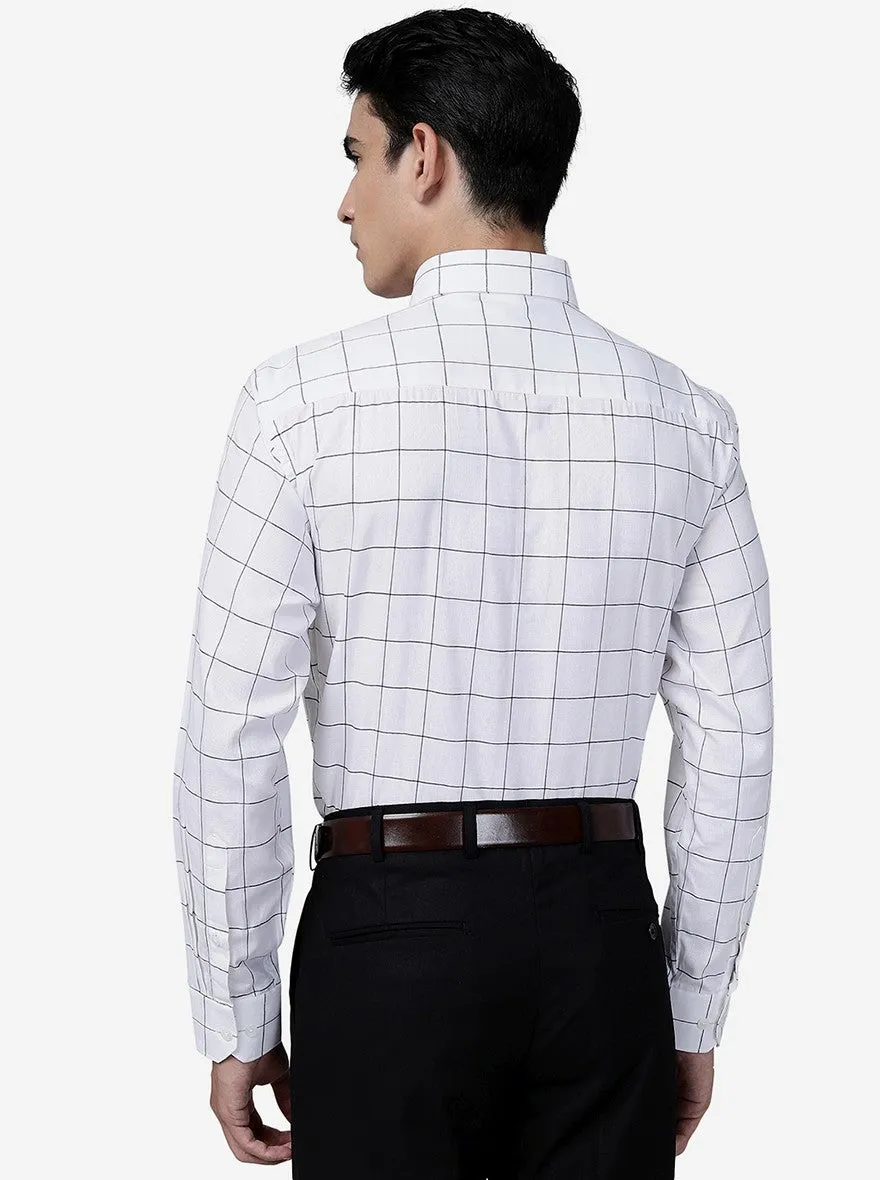 White Checked Regular Fit Formal Shirt | JadeBlue