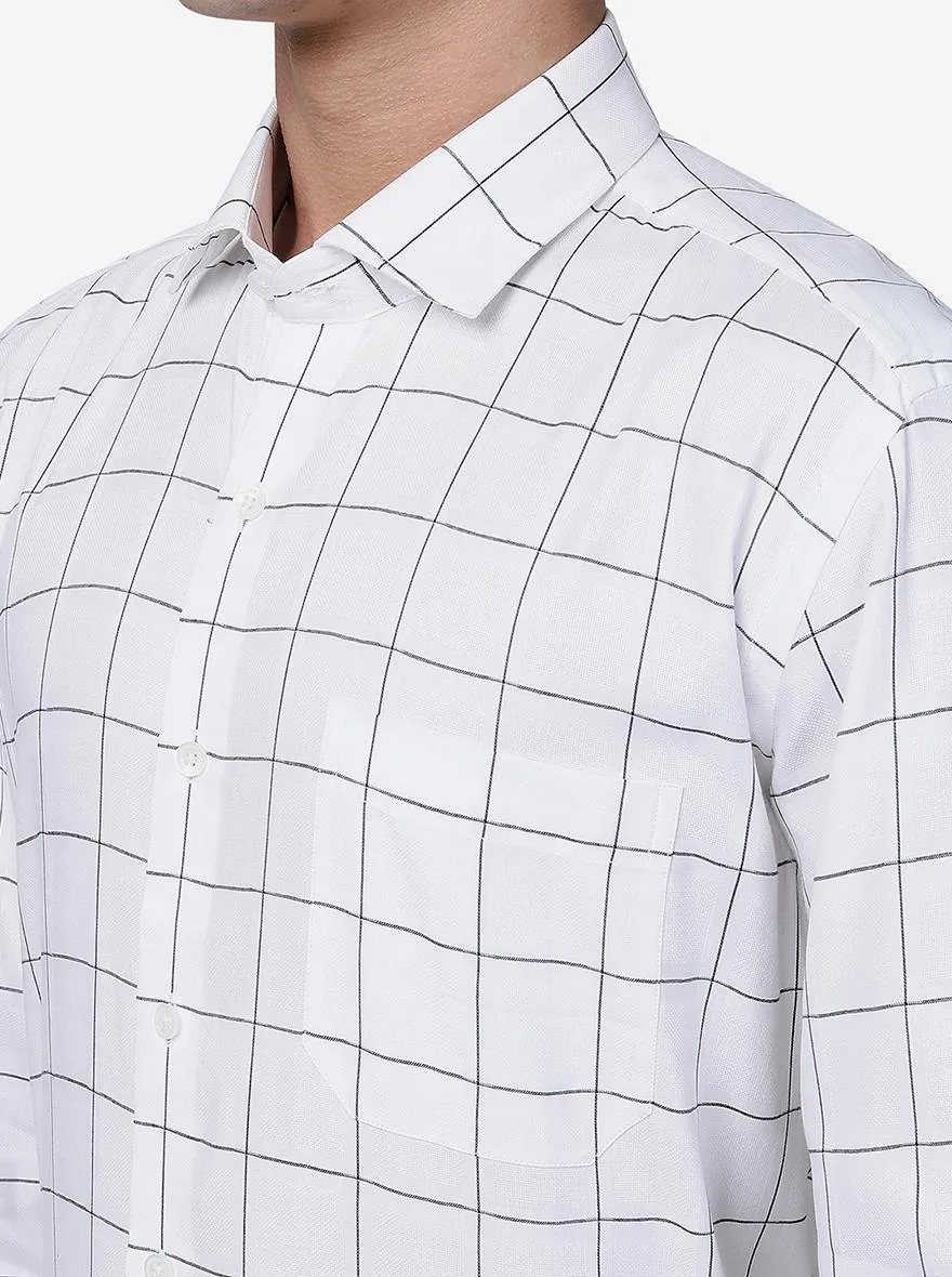 White Checked Regular Fit Formal Shirt | JadeBlue