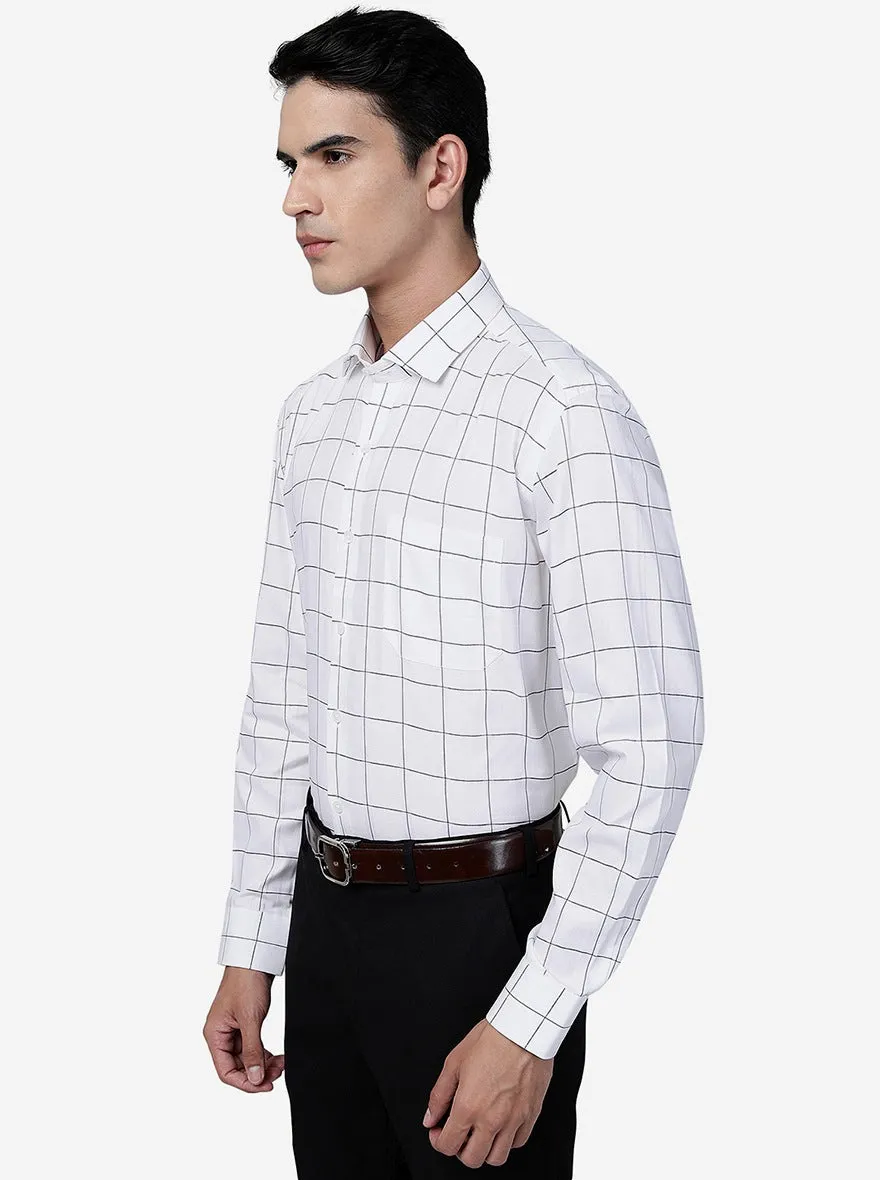 White Checked Regular Fit Formal Shirt | JadeBlue