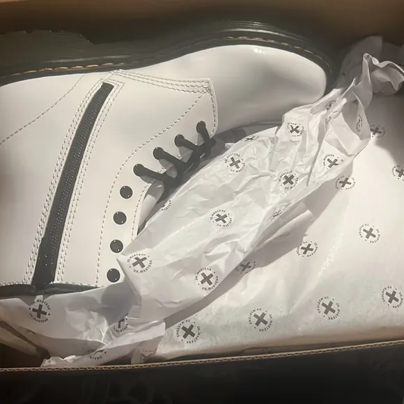White patent leather doc martens