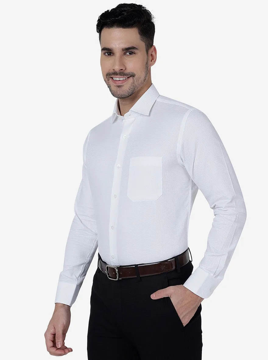 White Solid Slim Fit Formal Shirt | Metal