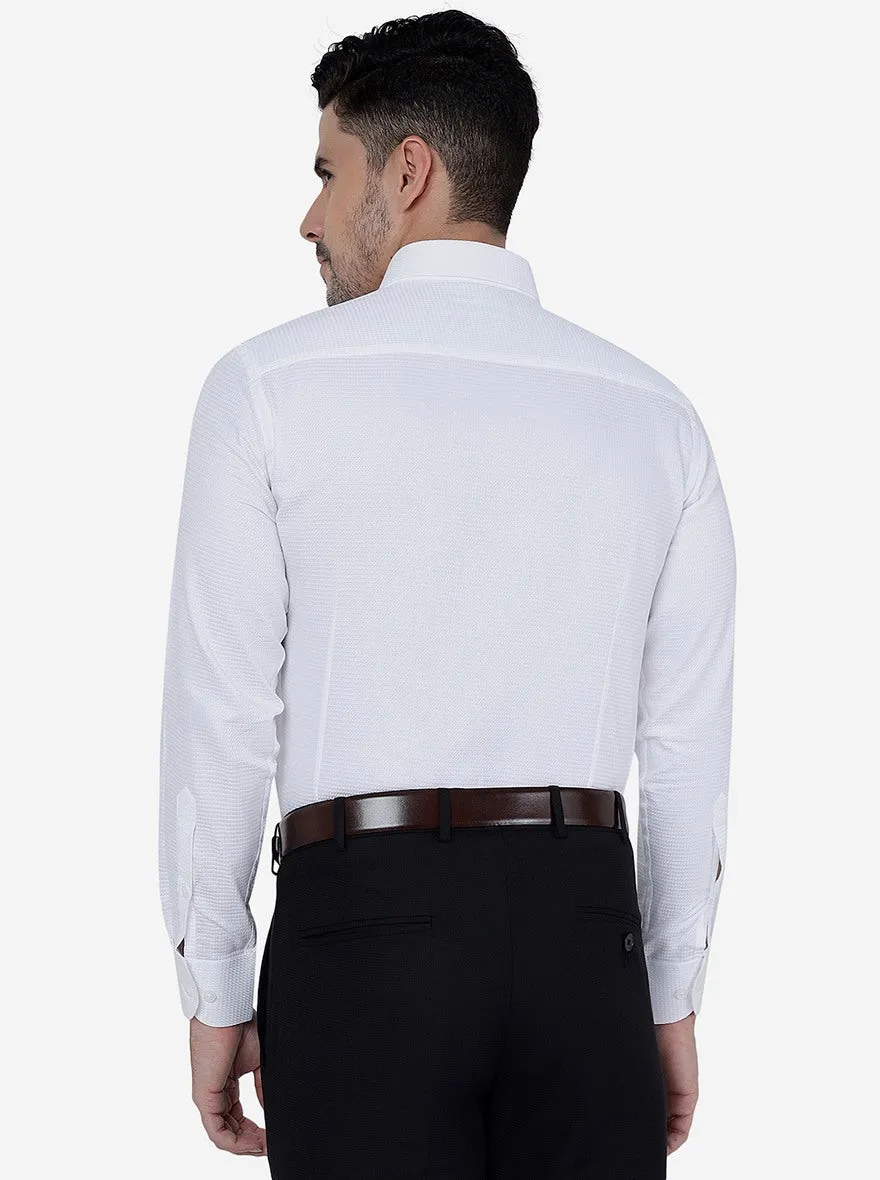 White Solid Slim Fit Formal Shirt | Metal