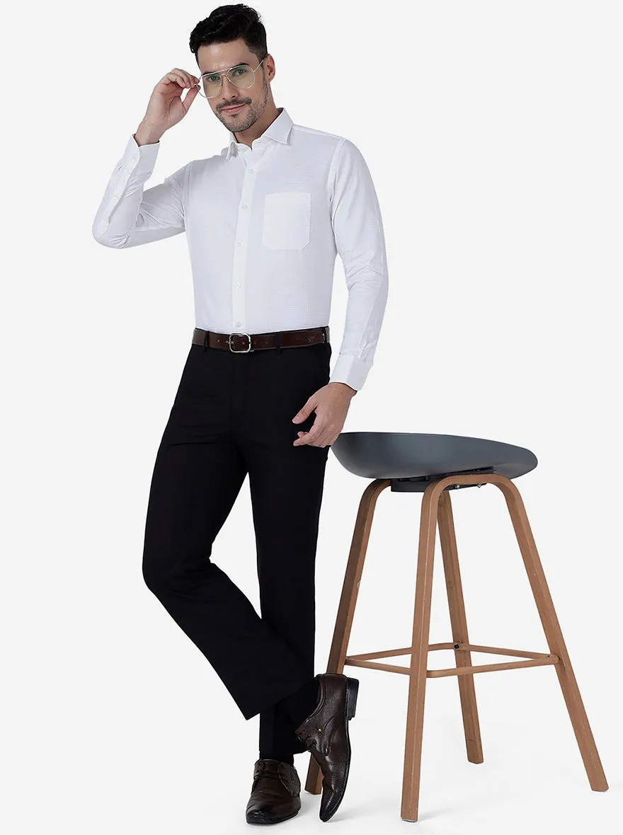 White Solid Slim Fit Formal Shirt | Metal