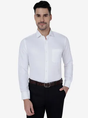 White Solid Slim Fit Formal Shirt | Metal