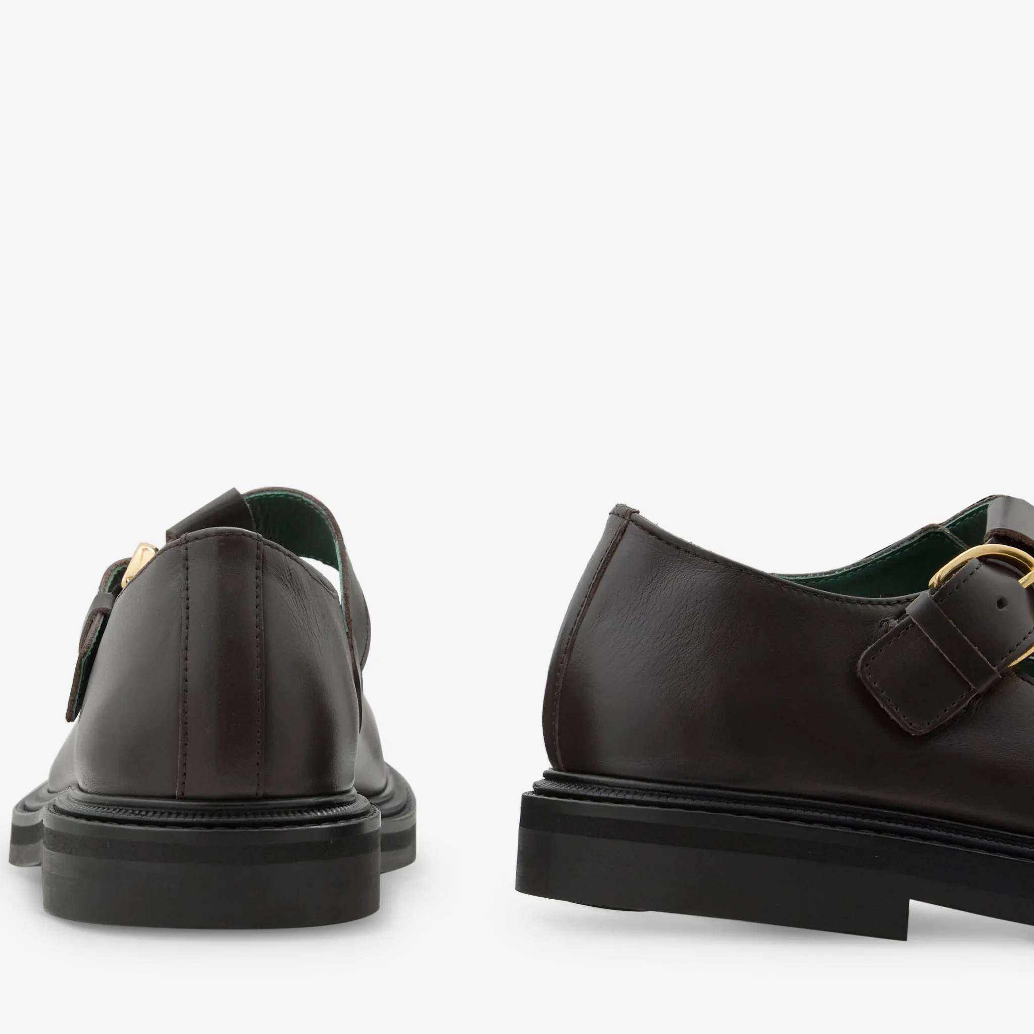 Women's Vinnee T-Strap Derby Dark Brown Leather