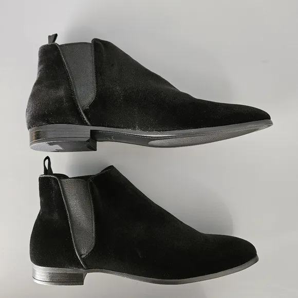 Zara Mens Black Chelsea Ankle Boots US 7 Velure Velvet Dressy Party Wedding Prom