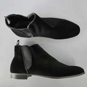 Zara Mens Black Chelsea Ankle Boots US 7 Velure Velvet Dressy Party Wedding Prom