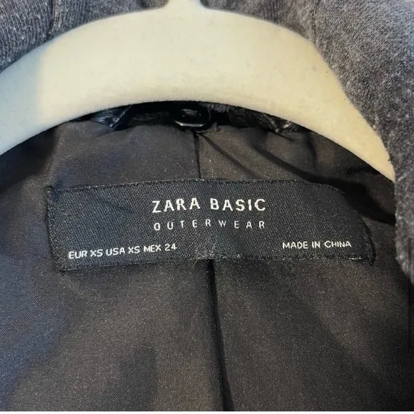 Zara Moto Distressed Faux Leather Studded Jacket with Sweatshirt Hood XS Black